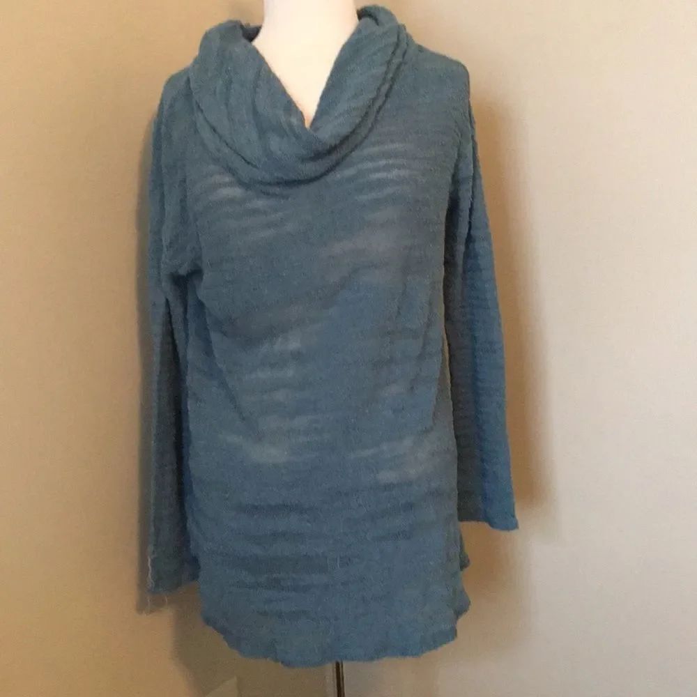 Free People Blue Knit Collar Long Sweater Small